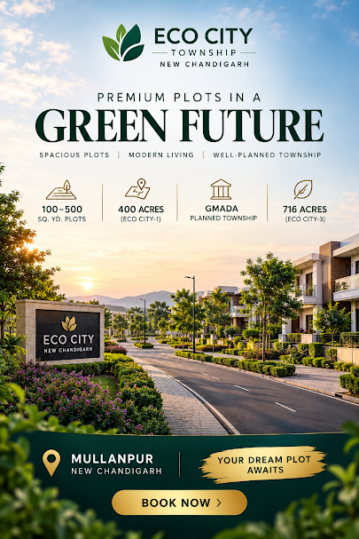 Eco City Township Mullanpur - Planned residential plots with wide roads and green belts